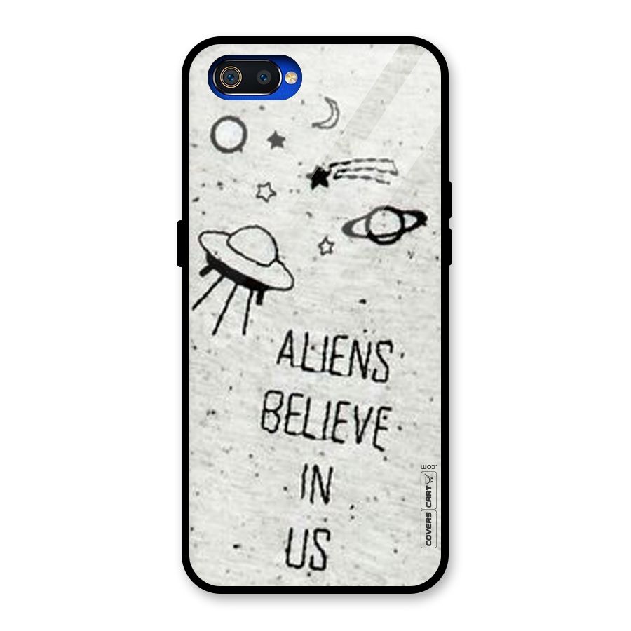 Aliens Believe In Us Glass Back Case for Realme C2