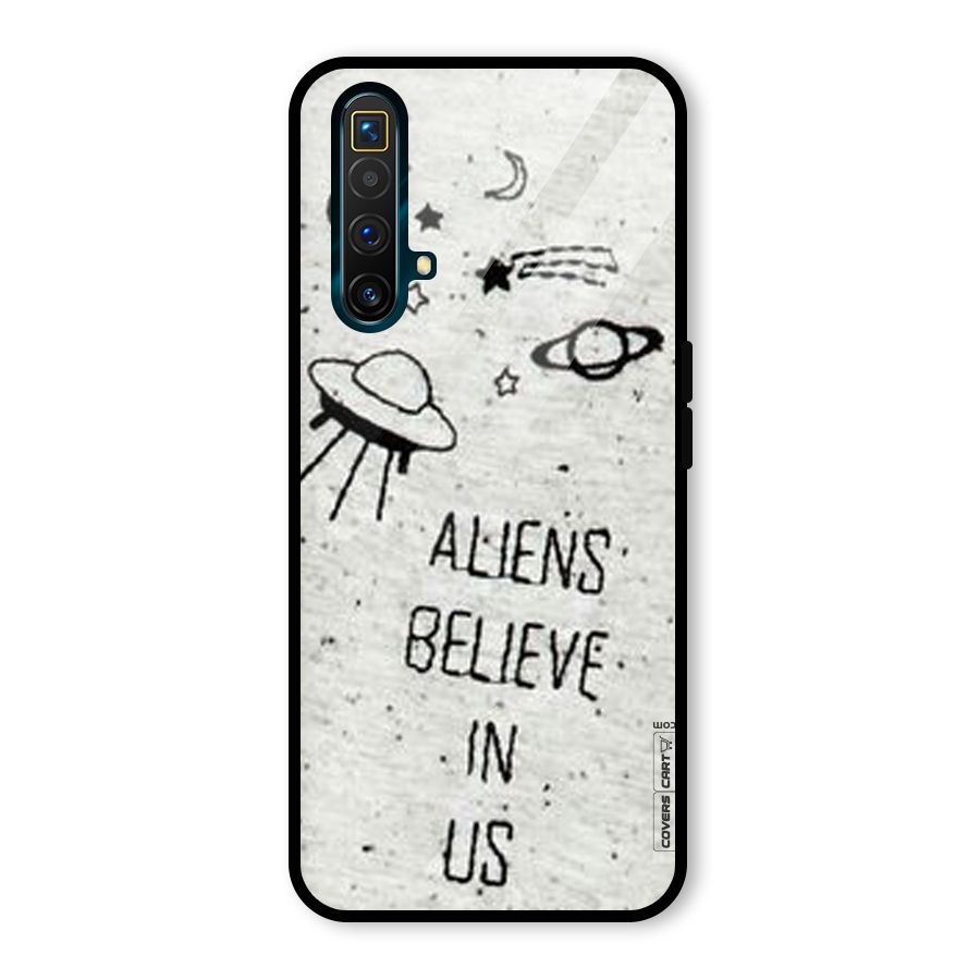 Aliens Believe In Us Glass Back Case for Realme X3
