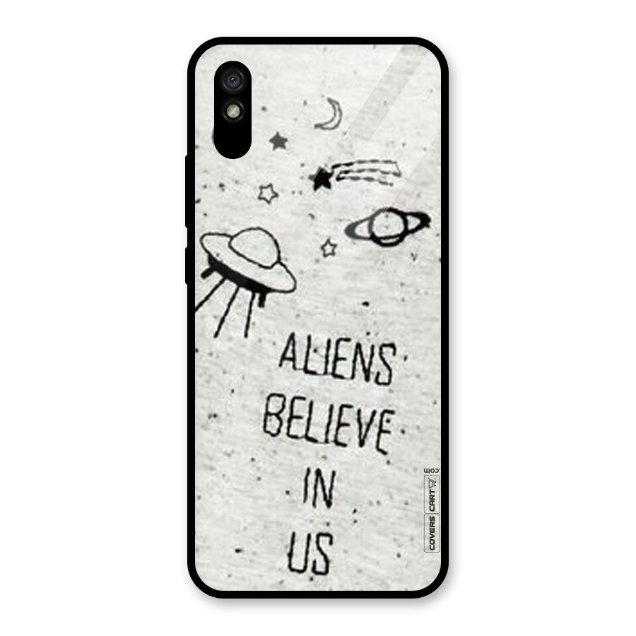 Aliens Believe In Us Glass Back Case for Redmi 9i