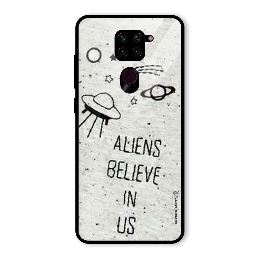 Aliens Believe In Us Glass Back Case for Redmi Note 9