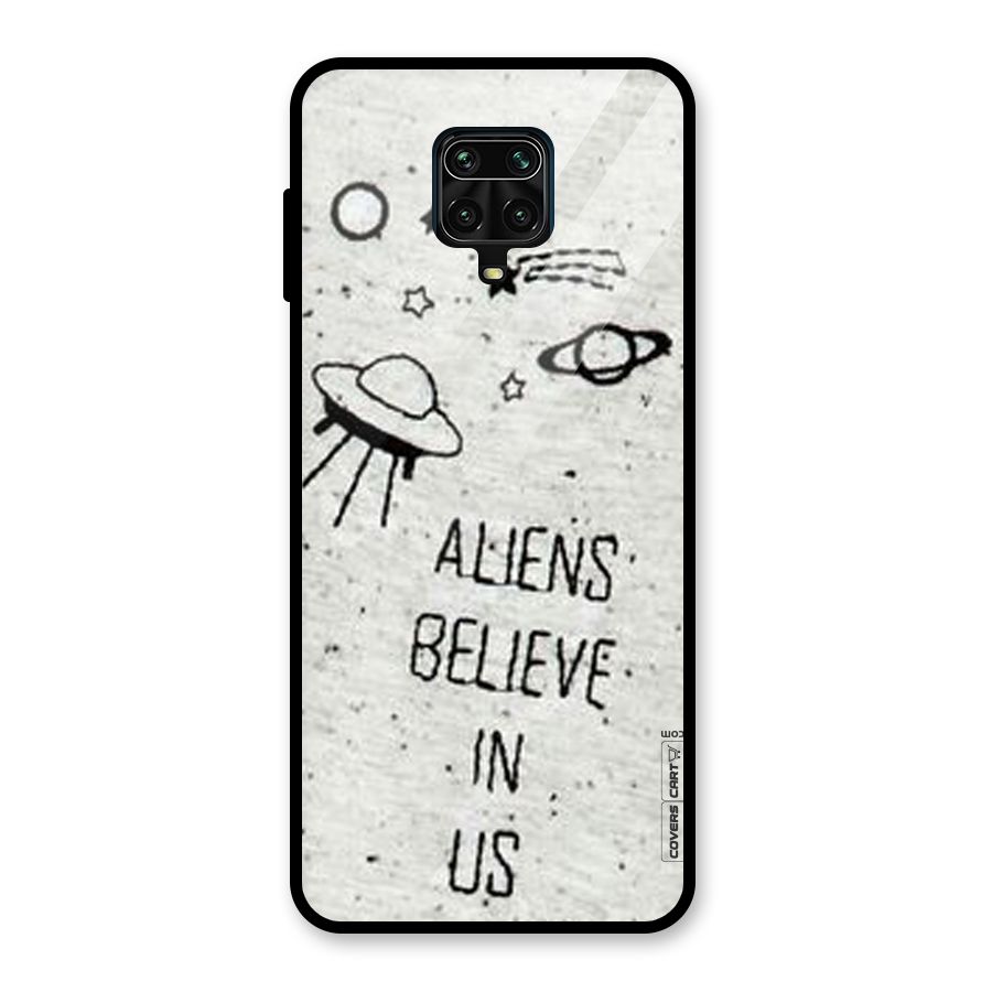 Aliens Believe In Us Glass Back Case for Redmi Note 9 Pro Max
