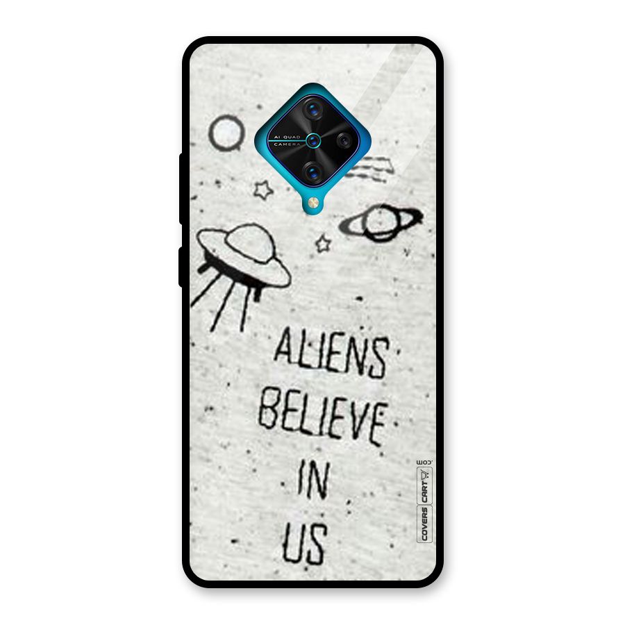 Aliens Believe In Us Glass Back Case for Vivo S1 Pro