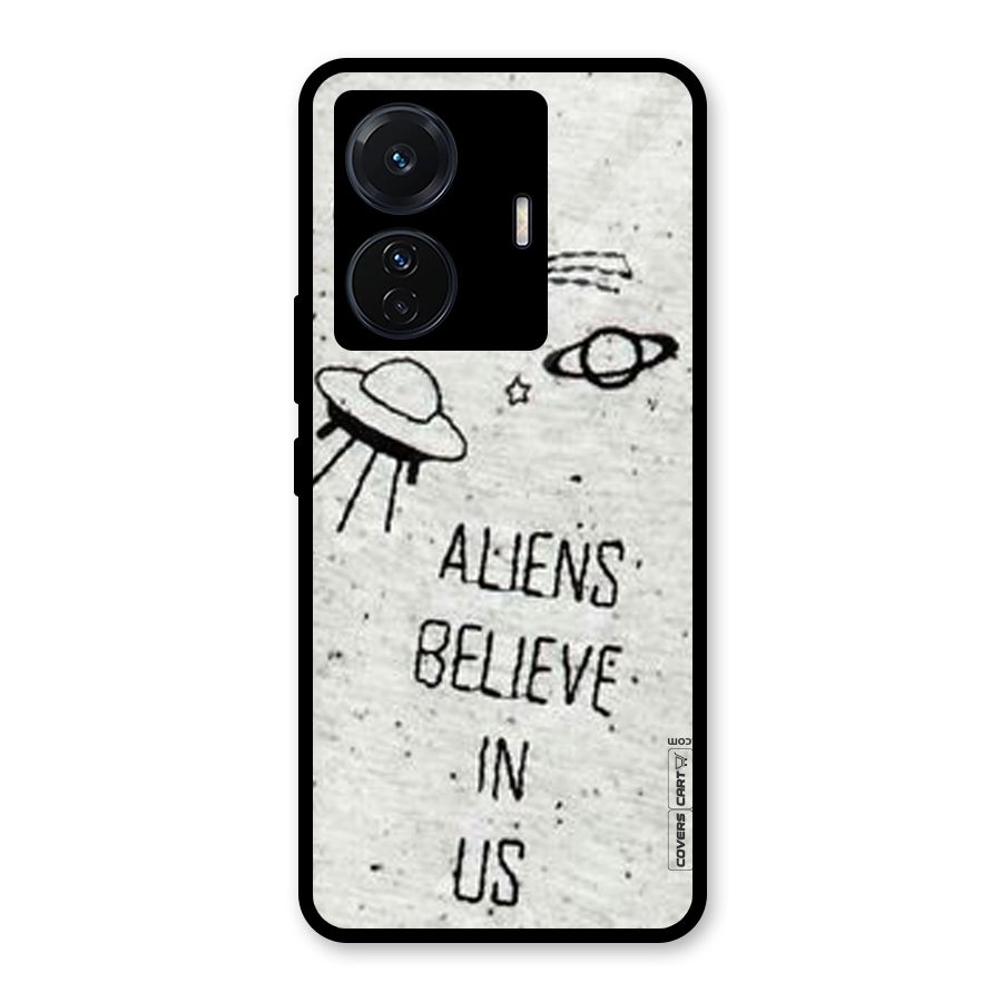 Aliens Believe In Us Glass Back Case for Vivo T1 Pro