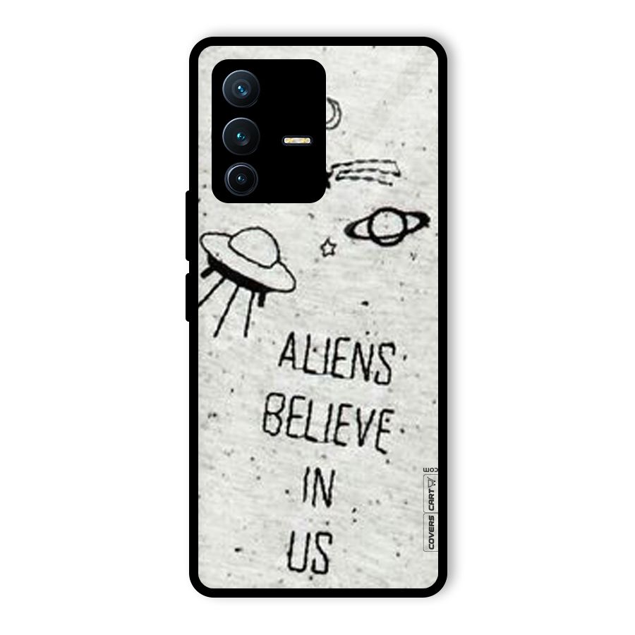 Aliens Believe In Us Glass Back Case for Vivo V23 Pro