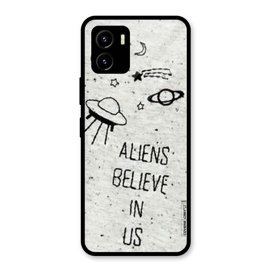Aliens Believe In Us Glass Back Case for Vivo Y15s