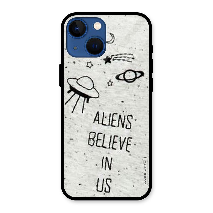 Aliens Believe In Us Glass Back Case for iPhone 13 Mini