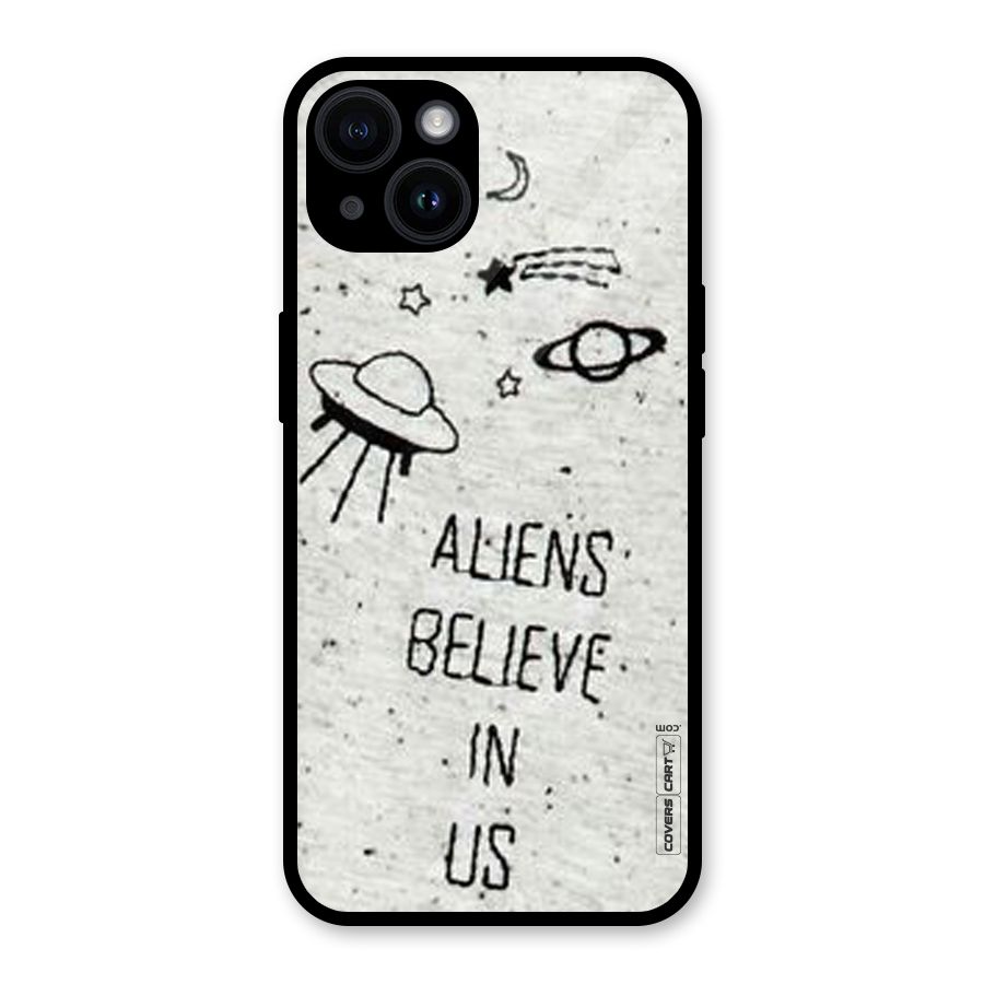Aliens Believe In Us Glass Back Case for iPhone 14