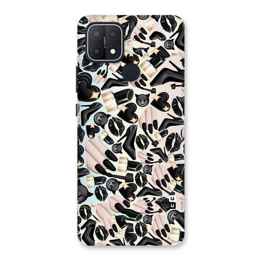 All Black Love Back Case for Oppo A15