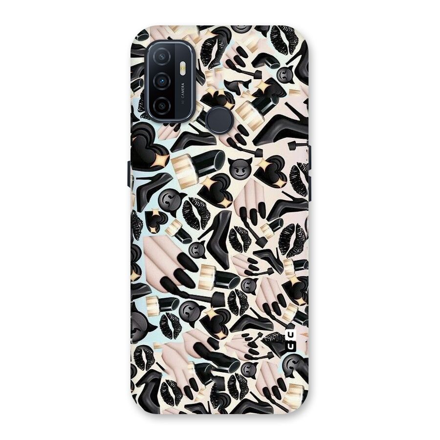 All Black Love Back Case for Oppo A32