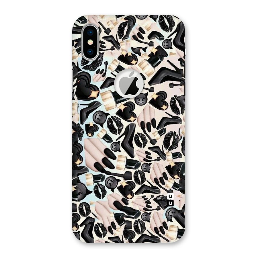 All Black Love Back Case for iPhone XS Logo Cut