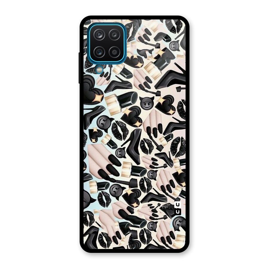 All Black Love Glass Back Case for Galaxy A12