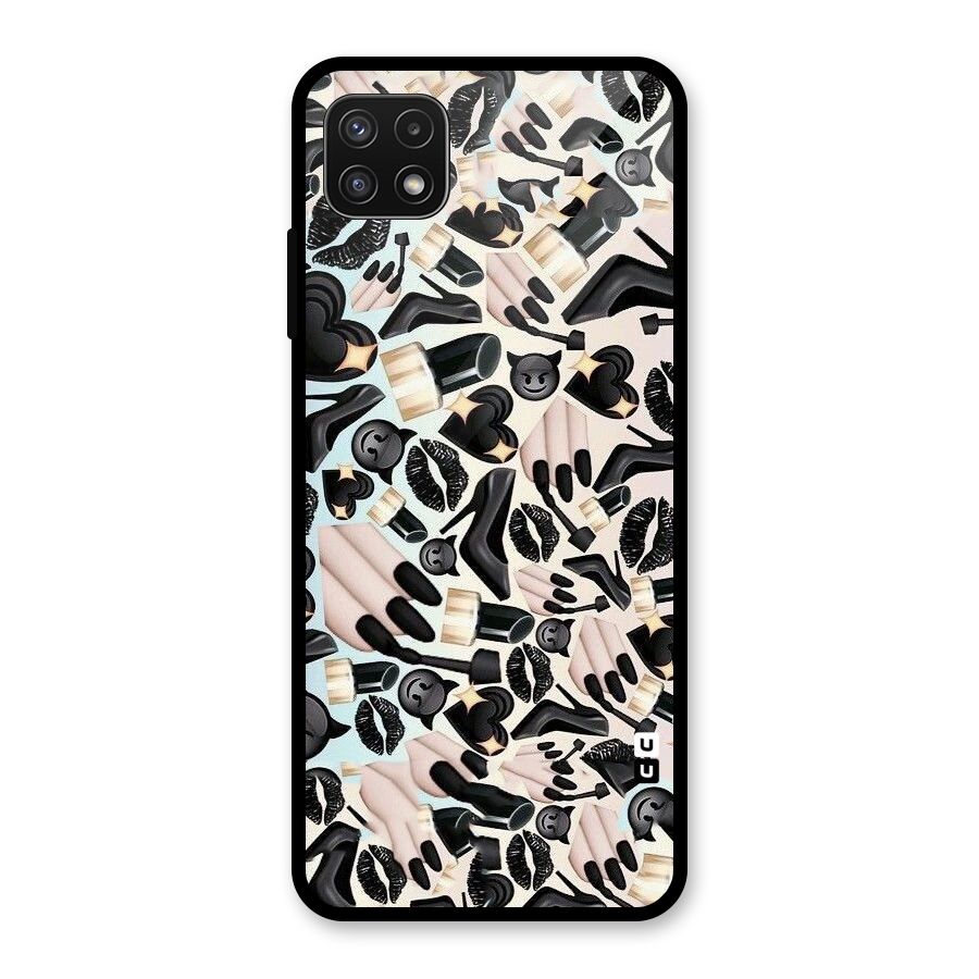All Black Love Glass Back Case for Galaxy A22 5G