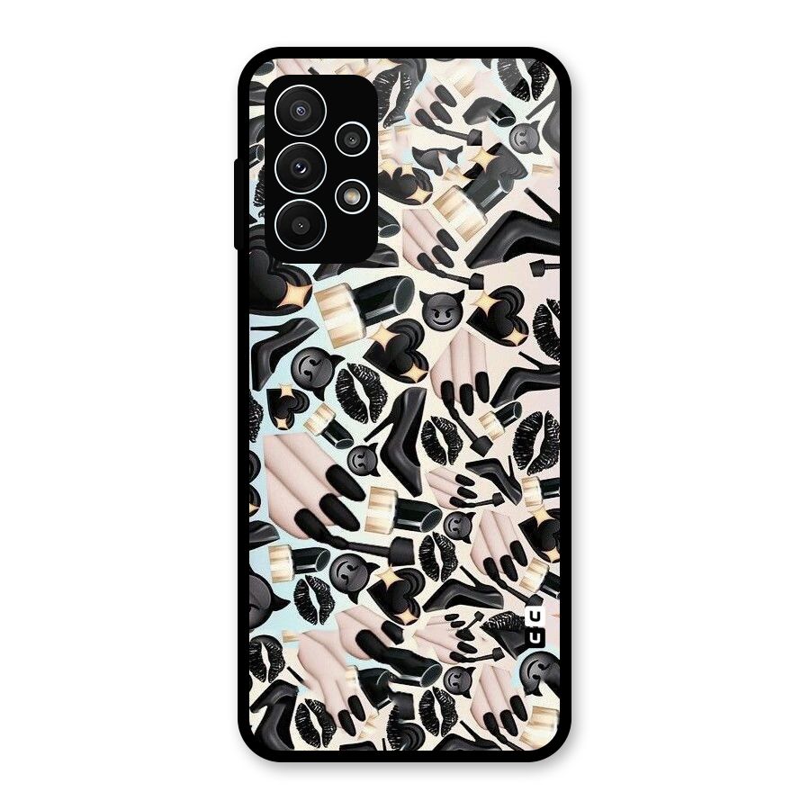 All Black Love Glass Back Case for Galaxy A23