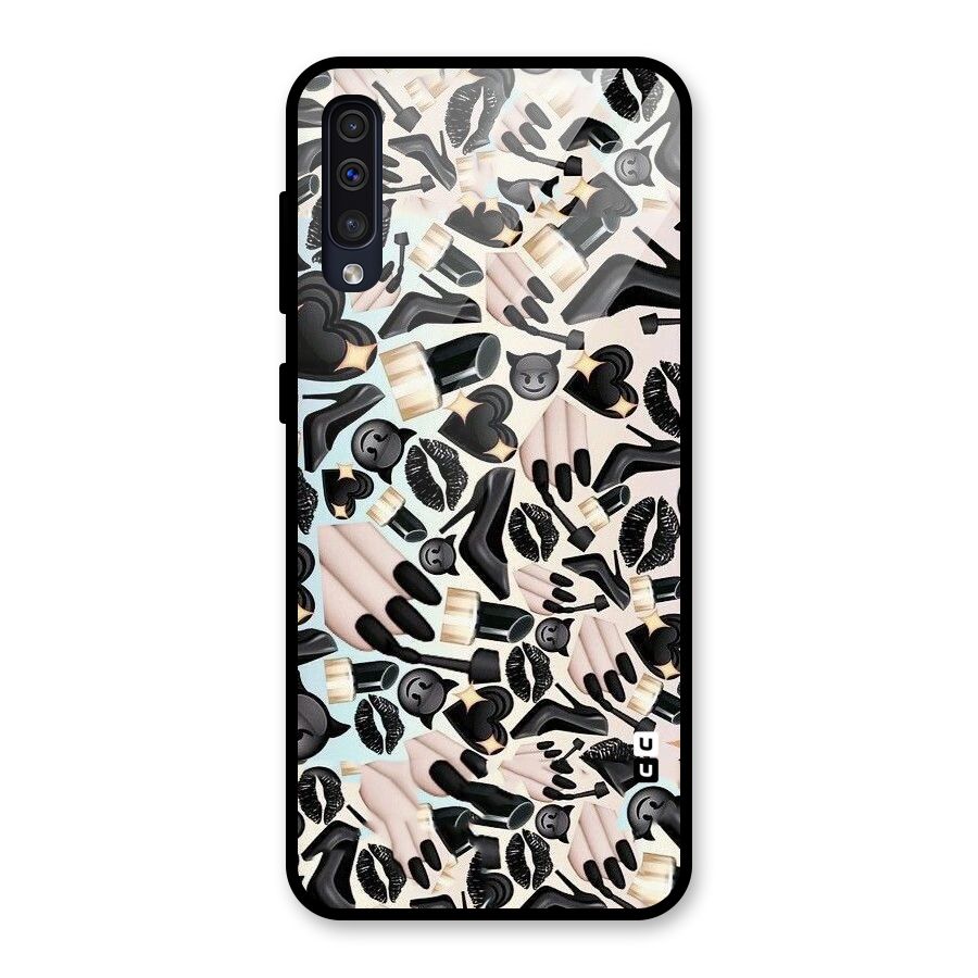 All Black Love Glass Back Case for Galaxy A50