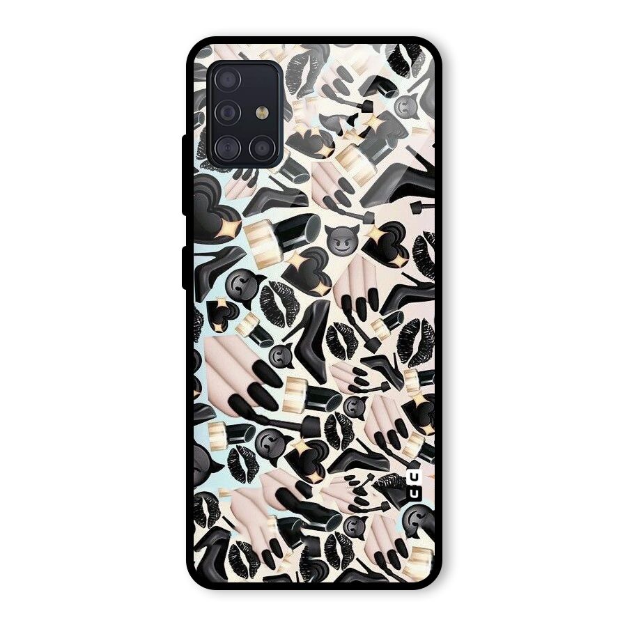 All Black Love Glass Back Case for Galaxy A51