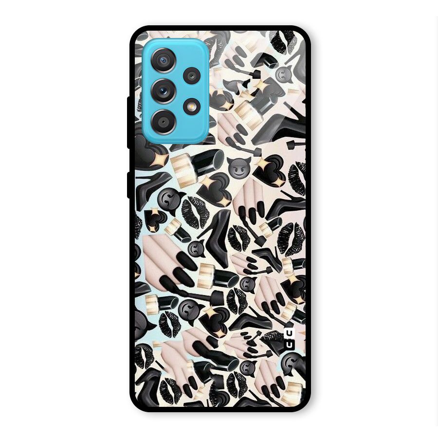 All Black Love Glass Back Case for Galaxy A52