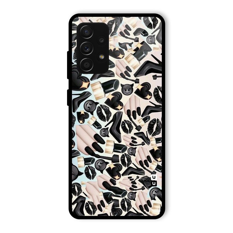 All Black Love Glass Back Case for Galaxy A53 5G