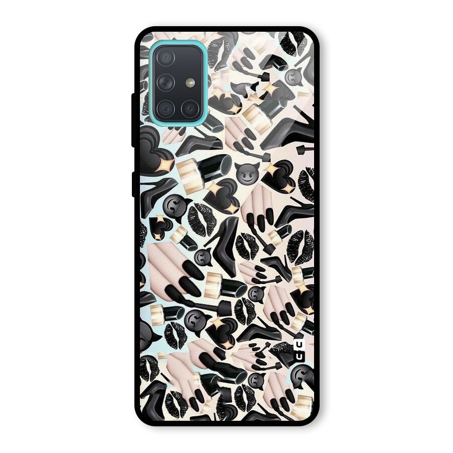 All Black Love Glass Back Case for Galaxy A71