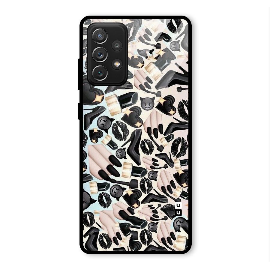 All Black Love Glass Back Case for Galaxy A72