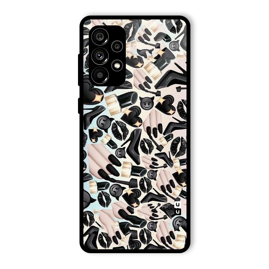 All Black Love Glass Back Case for Galaxy A73 5G