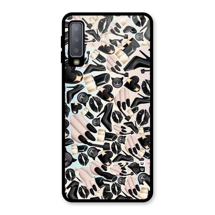 All Black Love Glass Back Case for Galaxy A7 (2018)