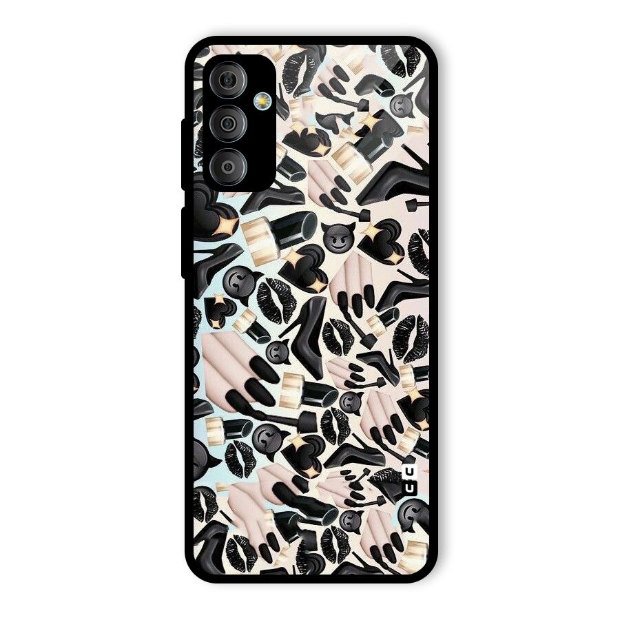 All Black Love Glass Back Case for Galaxy F23