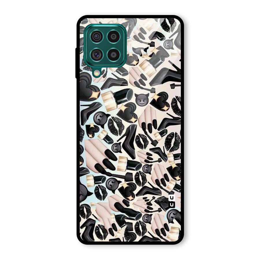 All Black Love Glass Back Case for Galaxy F62