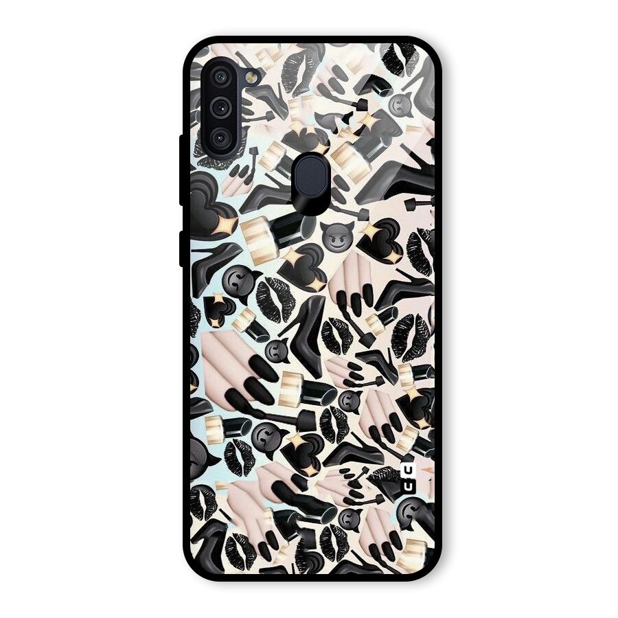 All Black Love Glass Back Case for Galaxy M11