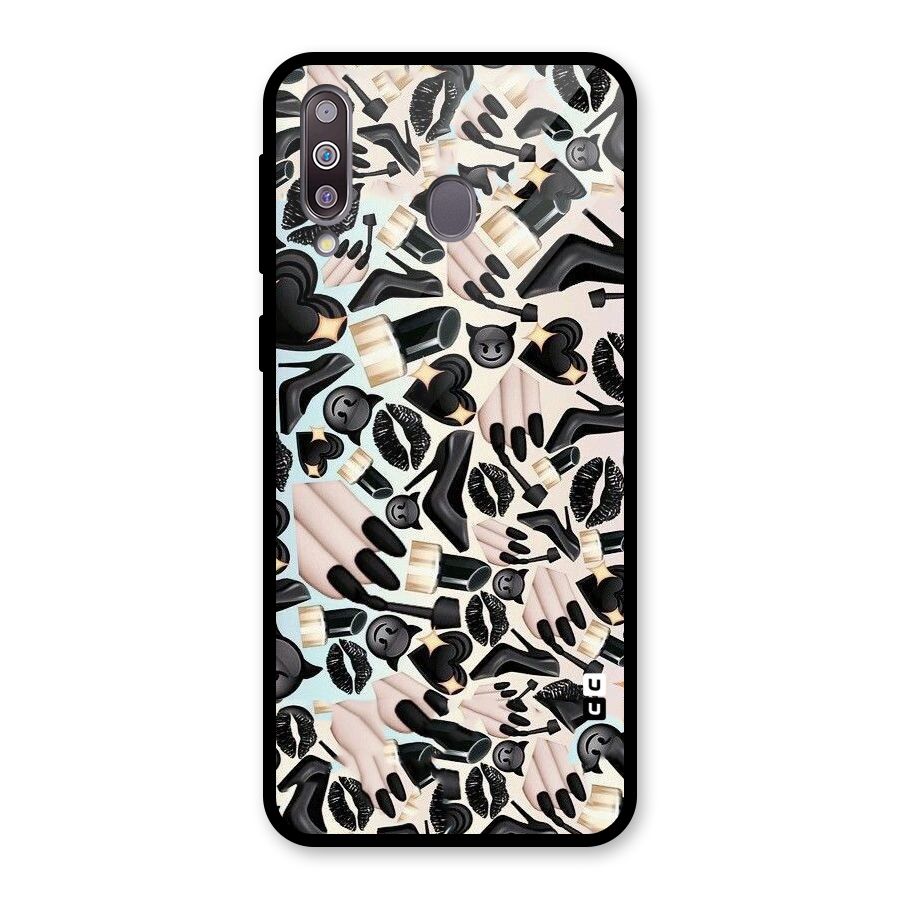 All Black Love Glass Back Case for Galaxy M30