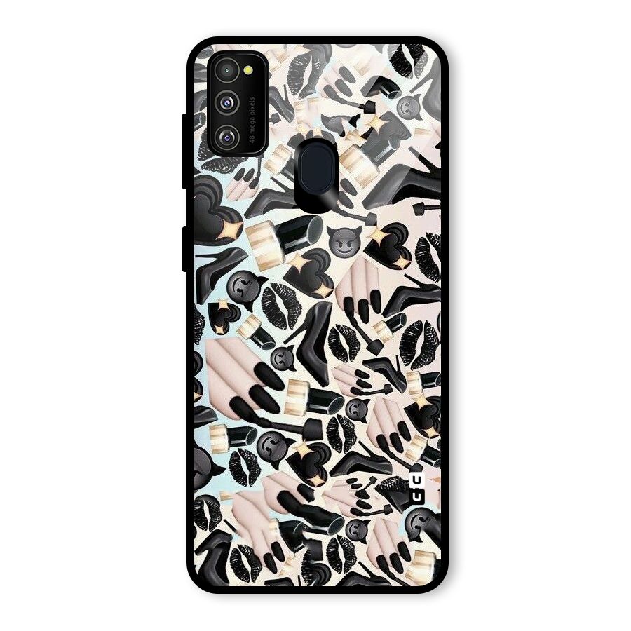 All Black Love Glass Back Case for Galaxy M30s