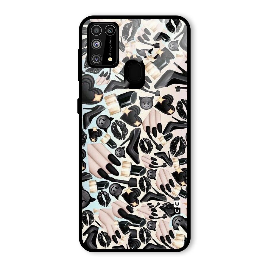 All Black Love Glass Back Case for Galaxy M31