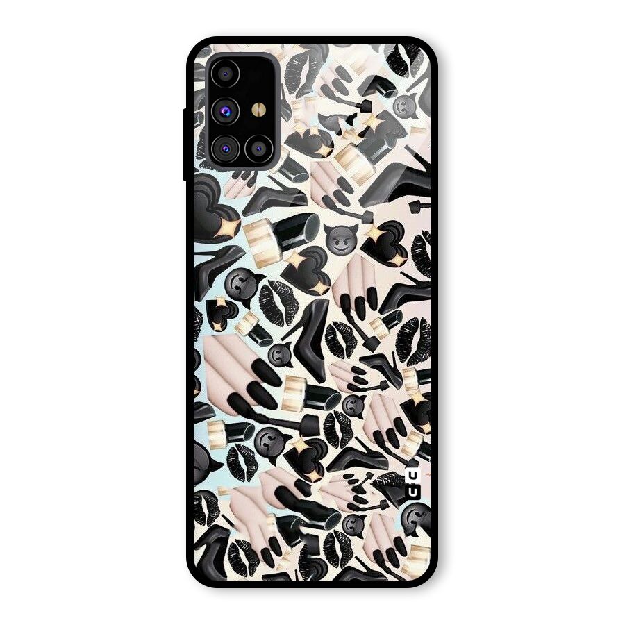 All Black Love Glass Back Case for Galaxy M31s