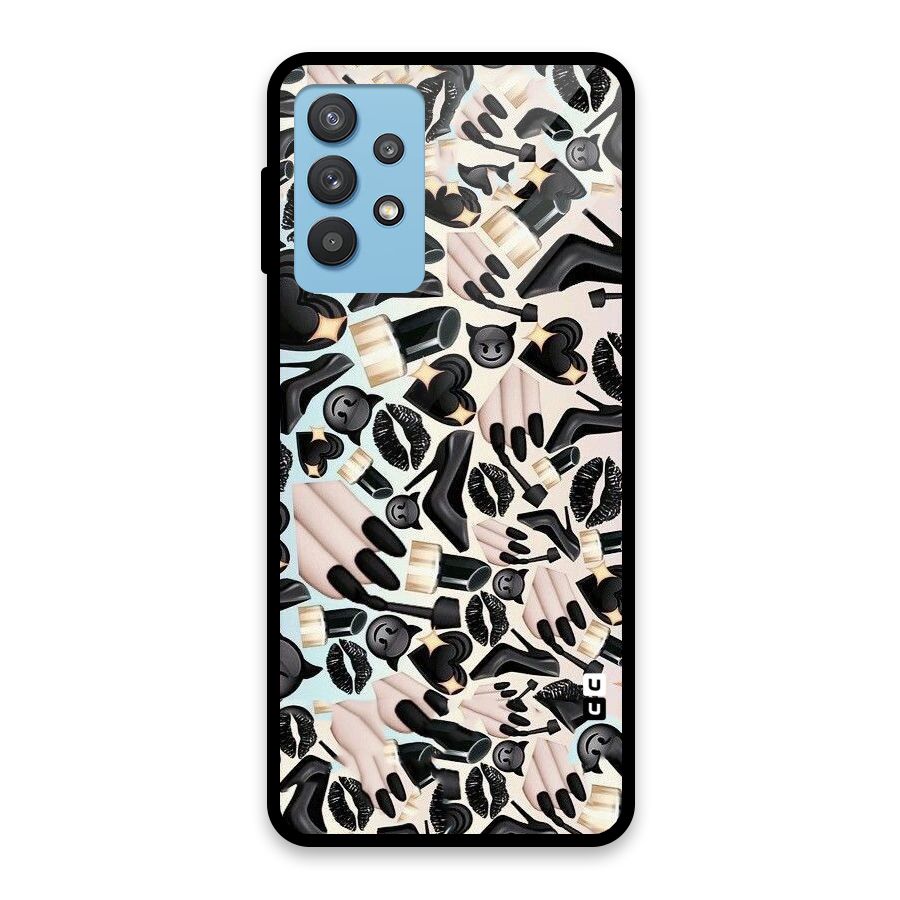 All Black Love Glass Back Case for Galaxy M32 5G