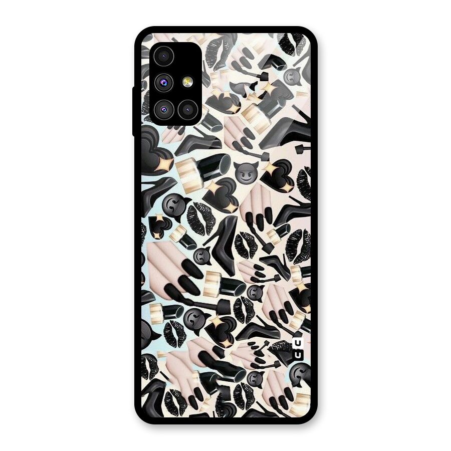 All Black Love Glass Back Case for Galaxy M51