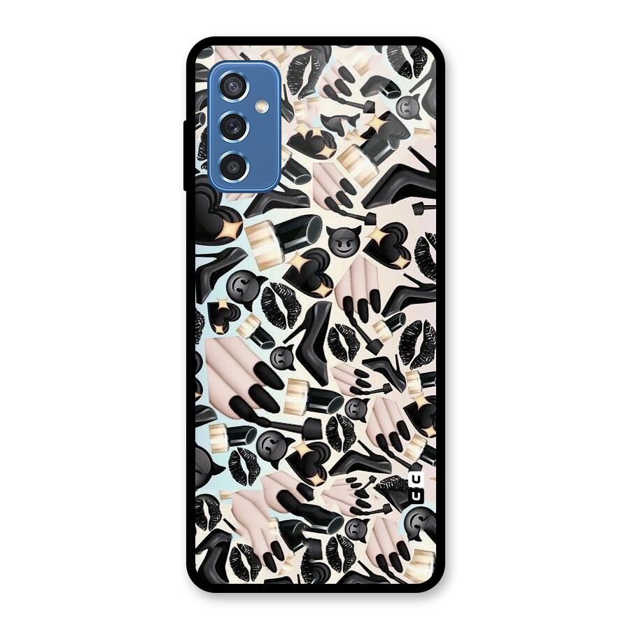 All Black Love Glass Back Case for Galaxy M52 5G