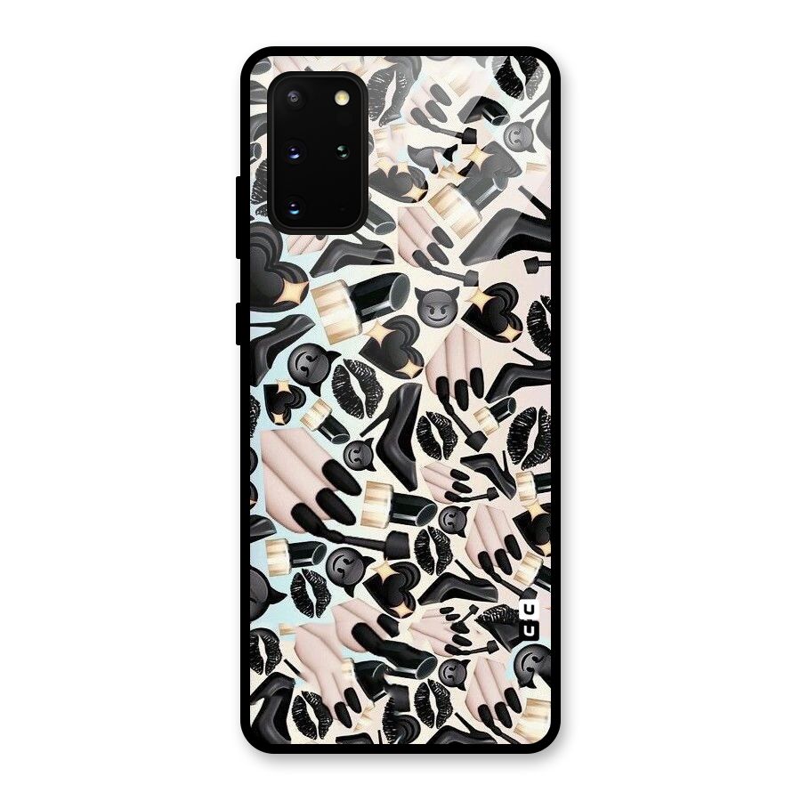 All Black Love Glass Back Case for Galaxy S20 Plus