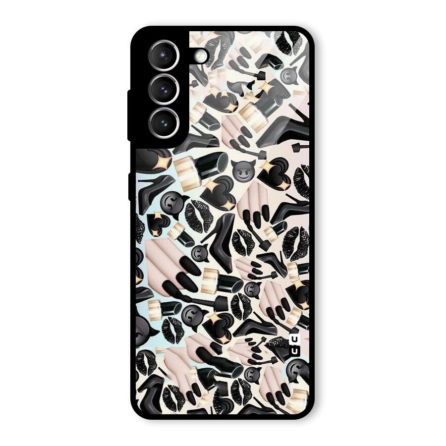 All Black Love Glass Back Case for Galaxy S21 5G