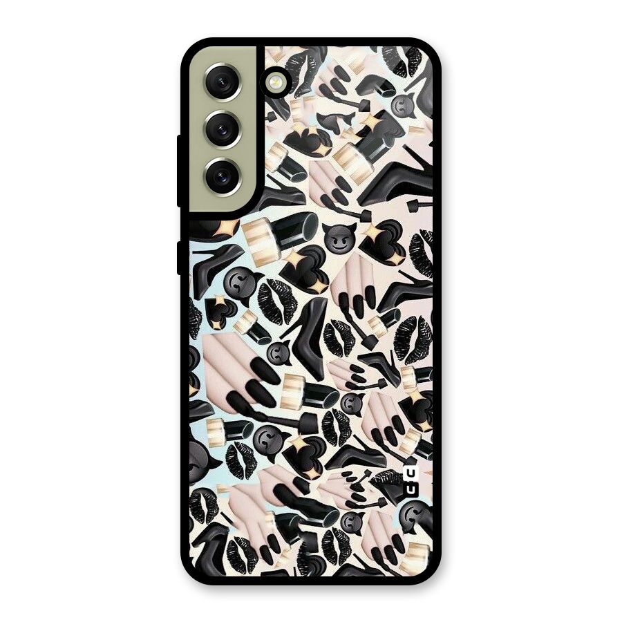 All Black Love Glass Back Case for Galaxy S21 FE 5G