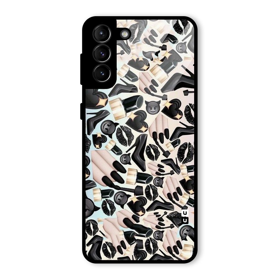 All Black Love Glass Back Case for Galaxy S21 Plus