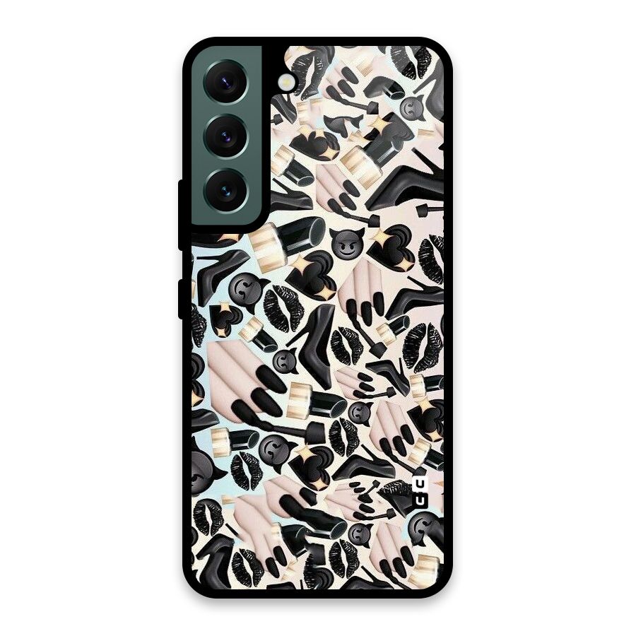 All Black Love Glass Back Case for Galaxy S22 5G