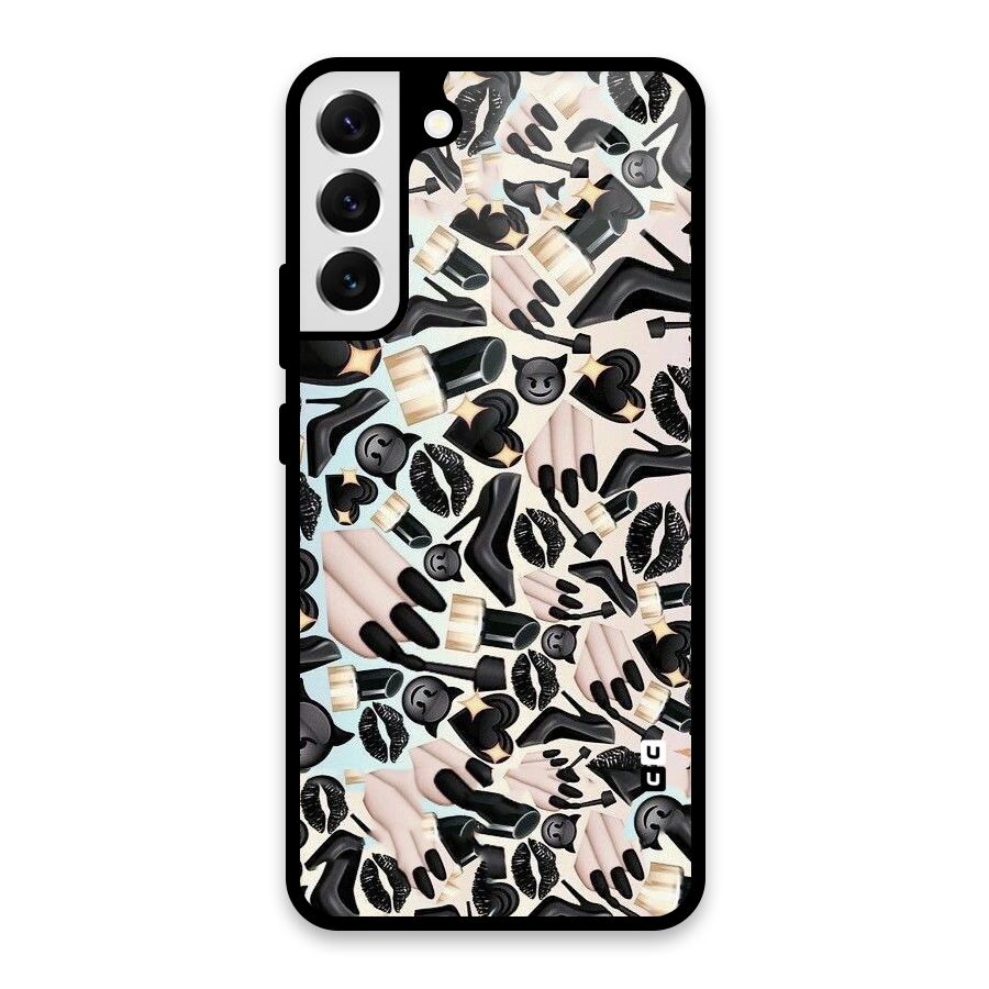 All Black Love Glass Back Case for Galaxy S22 Plus 5G