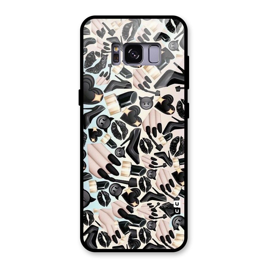 All Black Love Glass Back Case for Galaxy S8