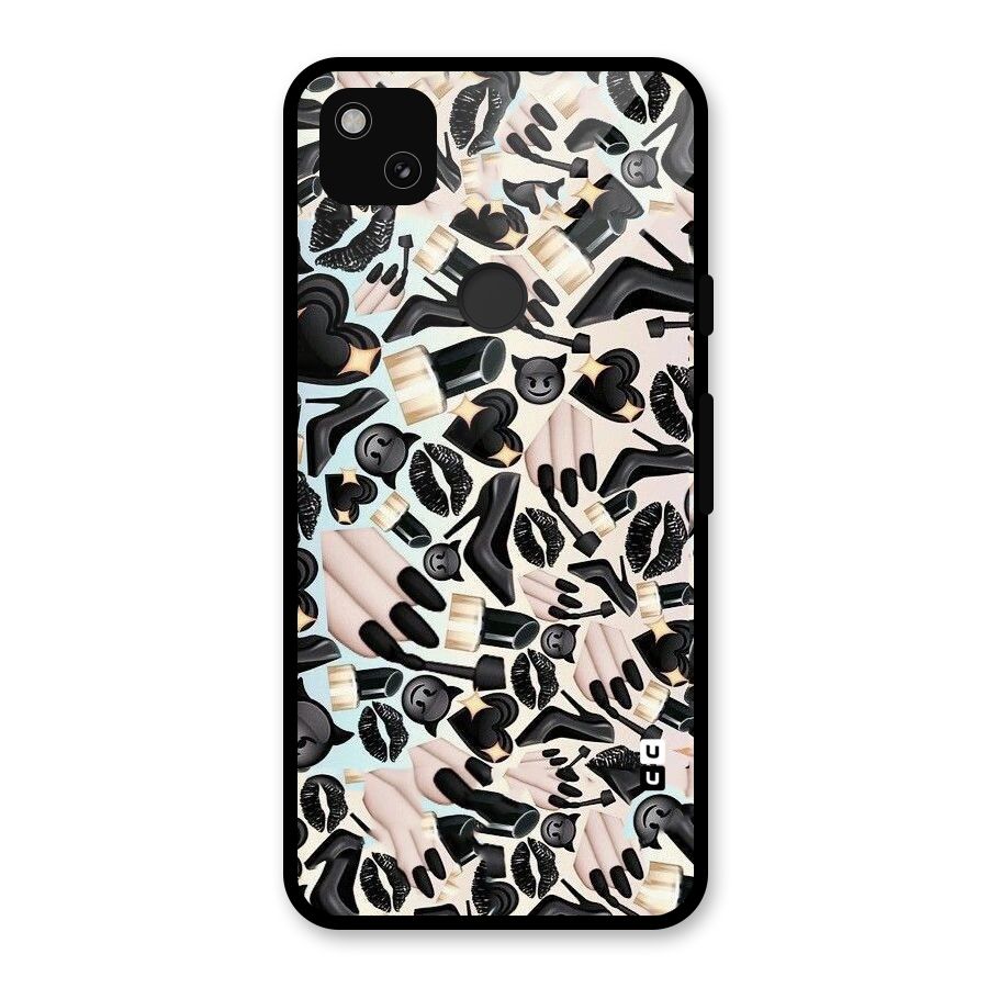 All Black Love Glass Back Case for Google Pixel 4a