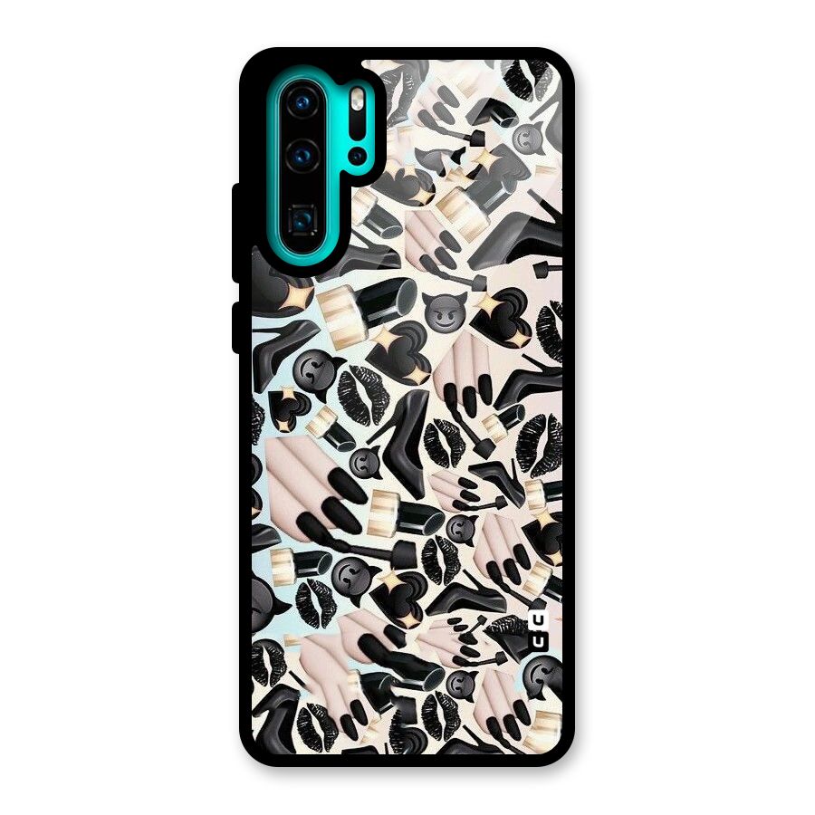 All Black Love Glass Back Case for Huawei P30 Pro