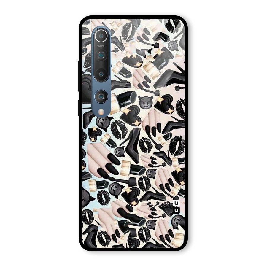 All Black Love Glass Back Case for Mi 10