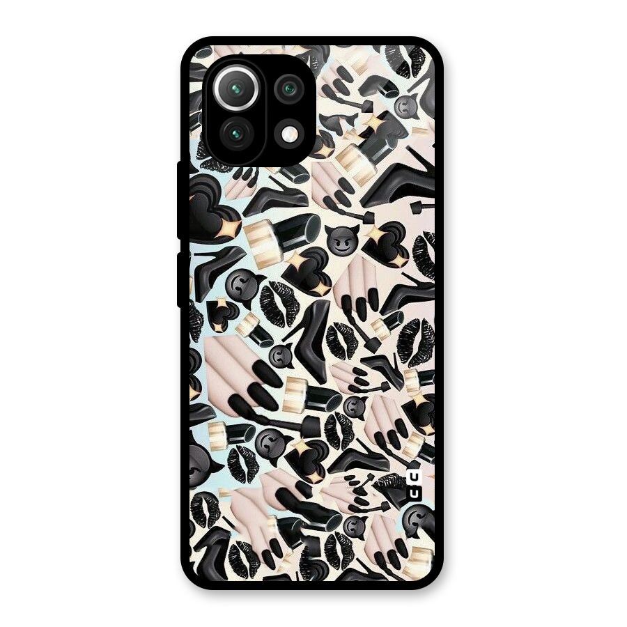 All Black Love Glass Back Case for Mi 11 Lite