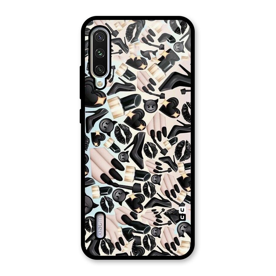 All Black Love Glass Back Case for Mi A3