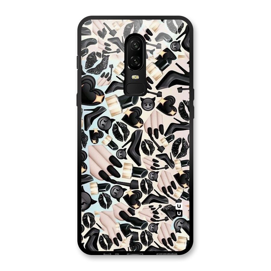 All Black Love Glass Back Case for OnePlus 6