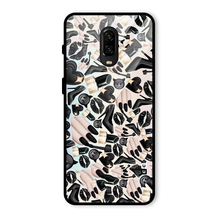 All Black Love Glass Back Case for OnePlus 6T