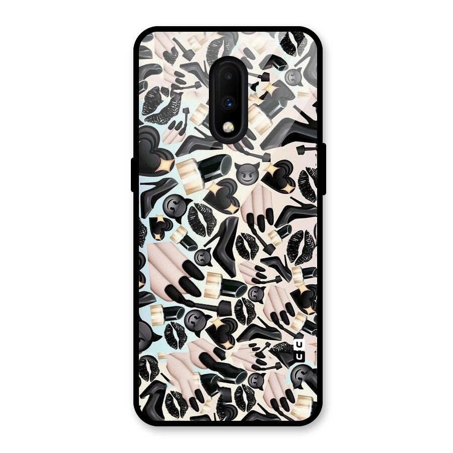 All Black Love Glass Back Case for OnePlus 7
